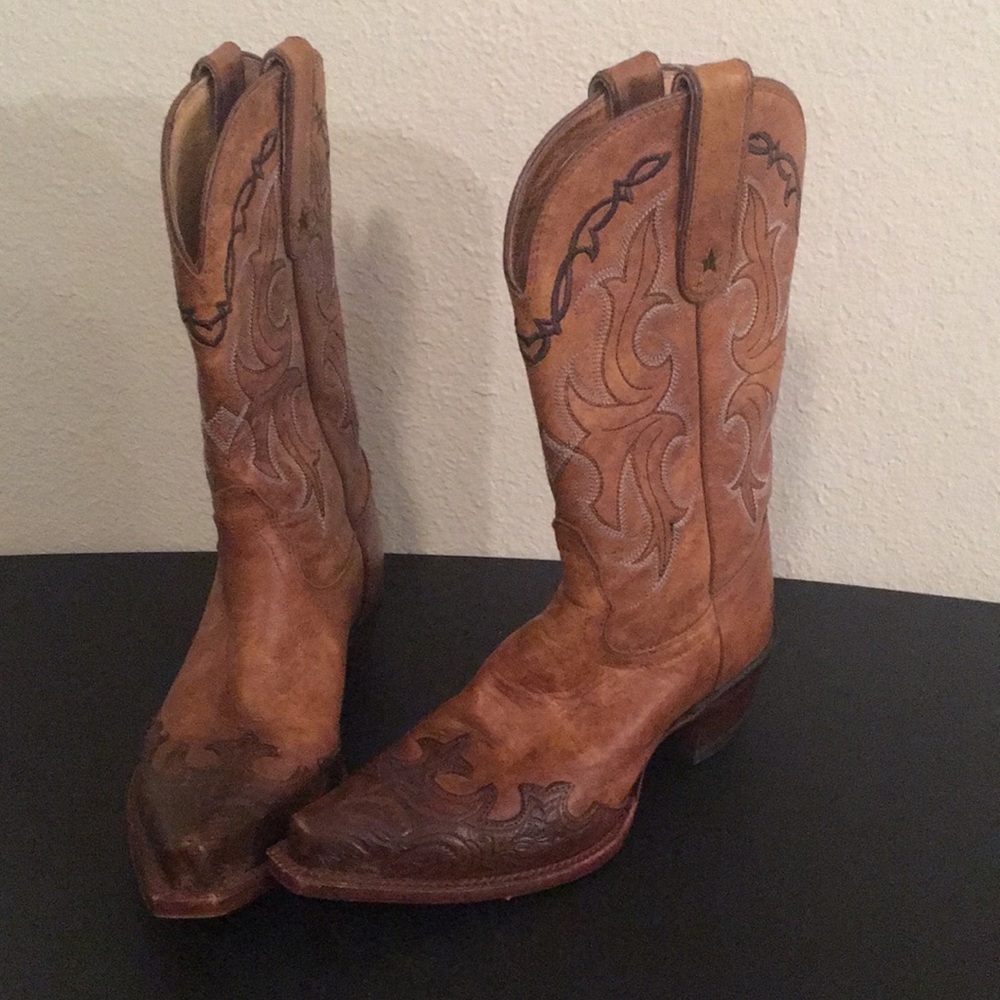 Tony Lama Women's Tan Santa Fe VF6003 Boots-Size 6